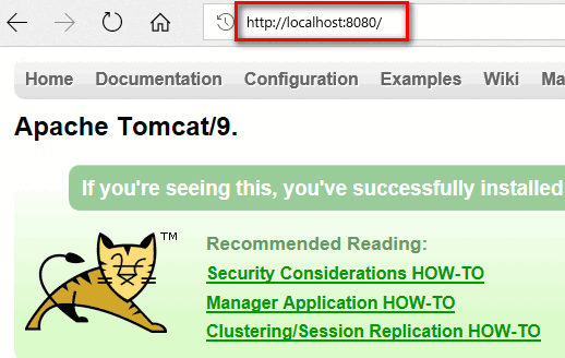 Tomcatのデフォルト画面